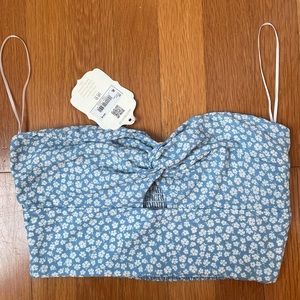 Blue floral tube Top *matching set* NWT